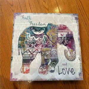 Boho Elephant “Truth Freedom and Love” Premium Gallery Wrapped Canvas Wall Art